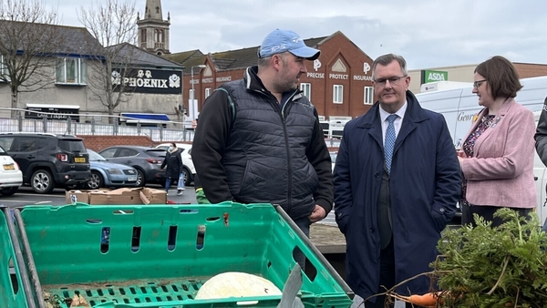 DUP leader Jeffrey Donaldson on a walkabout in Bangor, Co Down