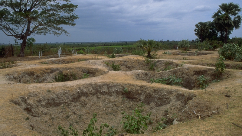 A site known as the "Killing Fields" in Choeung Ek, Cambodia