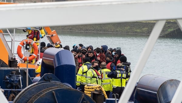 Migrants being brought ashore in Dover