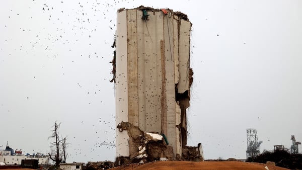 Lebanon's main grain silo severely damaged at the port of Beirut