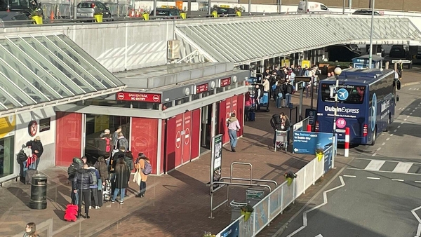 Outside Terminal 1 at Dublin Airport this morning