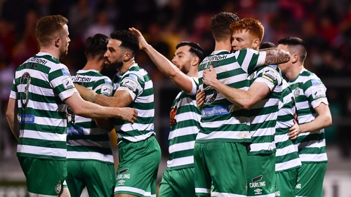 Rovers celebrate Rory Gaffney's goal