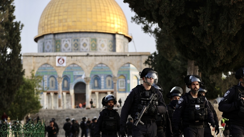Israeli forces at Al-Aqsa Mosque Compound today