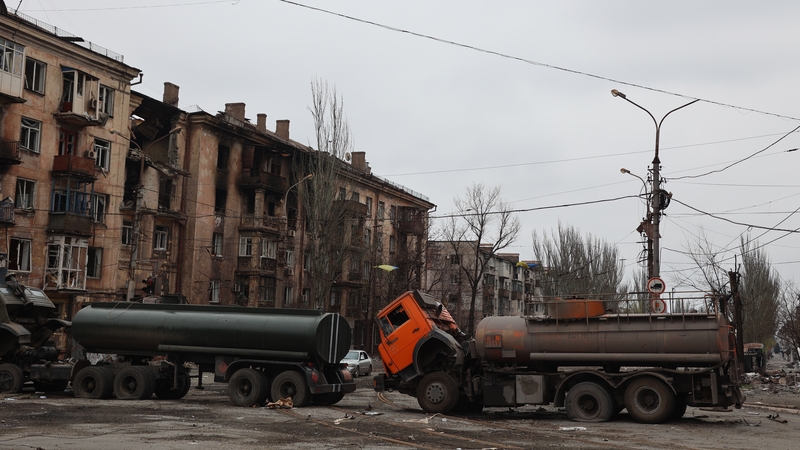 Devastation in the port city of Mariupol, pictured today
