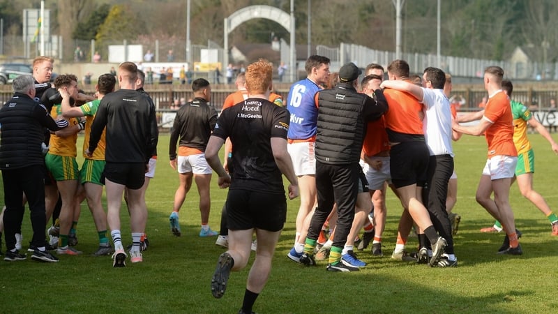 Armagh and Donegal players clashed after their sides met at O'Donnell Park