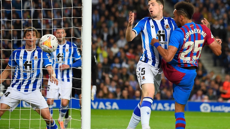 Pierre-Emerick Aubameyang (R) has been in sensational form since swapping Arsenal for Barcelona