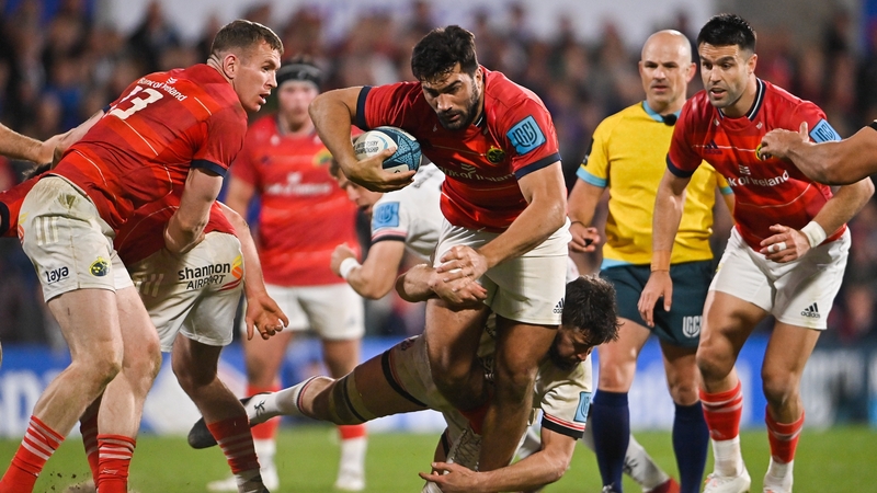 Damian de Allende is tackled by Ulster's Sam Carter