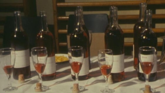 Bottles of wine at the National Home Winemaking Championships, Dublin (1982)