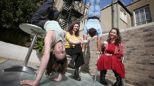 Performers Nicola Moran and Yeray Morillas with Arts Council Director Maureen Kennelly (left) and ISCAS Director Lucy Medlycott (right)