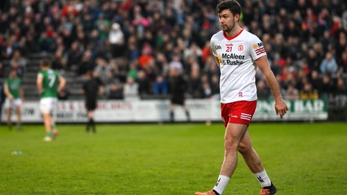 McKenna leaving the pitch after receiving the red card against Fermanagh