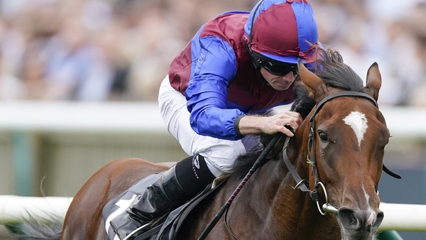 Ryan Moore aboard Tenebrism winning the Juddmonte Cheveley Park Stakes last September