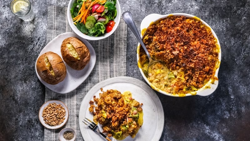 Mark Moriarty's chicken, broccoli and bacon crumble
