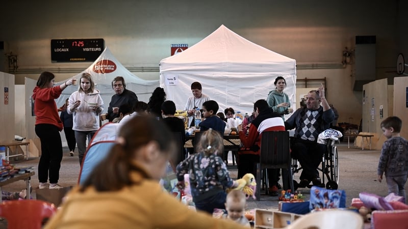 Ukrainian refugees rest in Bordeaux after travelling from Moldova