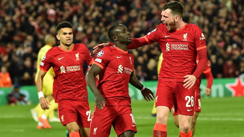 Sadio Mane celebrates his goal at Anfield
