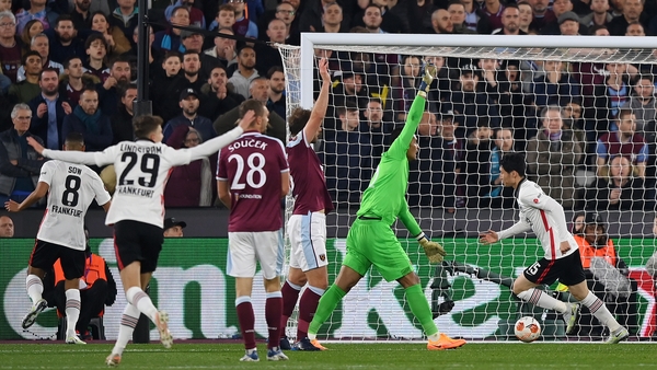 Daichi Kamada scoring the winner for the German side