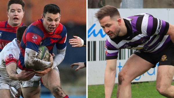 Clontarf captain Matt D'Arcy and Terenure skipper Stephen O'Neill
