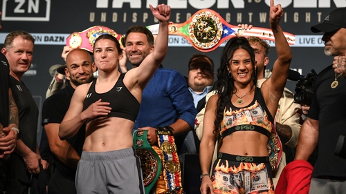 The day before the main event at Madison Square Garden as the two fighters weighed in at the New York venue