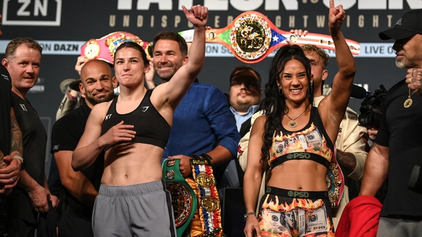 The day before the main event at Madison Square Garden as the two fighters weighed in at the New York venue