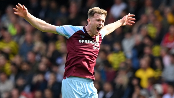 Burnley and Ireland defender Nathan Collins celebrates