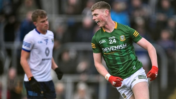 Mathew Costello celebrates after scoring Meath's third goal against Wicklow