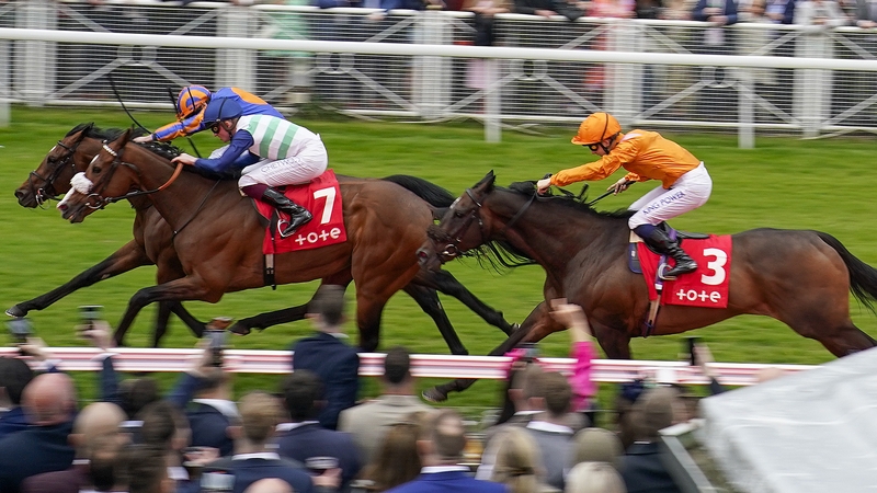 Ryan Moore riding Cleveland (L) wins The tote+ Chester Cup Handicap Stakes