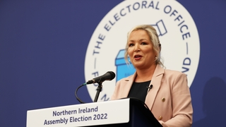 Michelle O'Neill giving her acceptance speech today