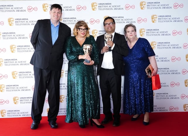 The Chase scooped the TV BAFTA for Daytime Programme with Chasers Mark Labbett, Jenny Ryan, Paul Sinhaat and Anne Hegerty on hand to pick up their prize