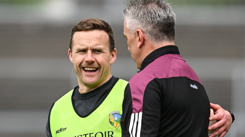 Andy Moran and Padraic Joyce at the final whistle in Pearse Stadium