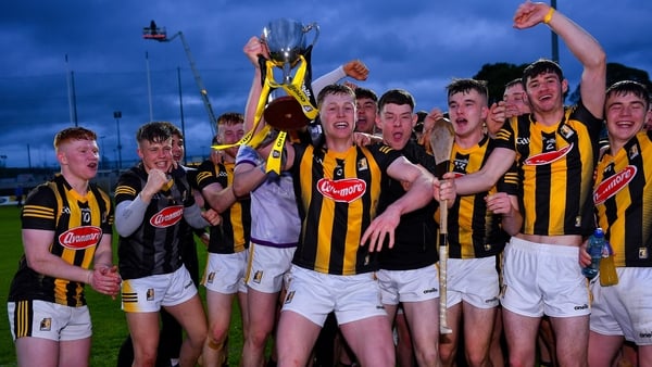 Kilkenny captain Padraig Moylan celebrates the Leinster final win with his team-mates