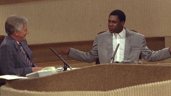 Gay Byrne and Lenny Henry on The Late Late Show (1987) Photo by John Rowe.