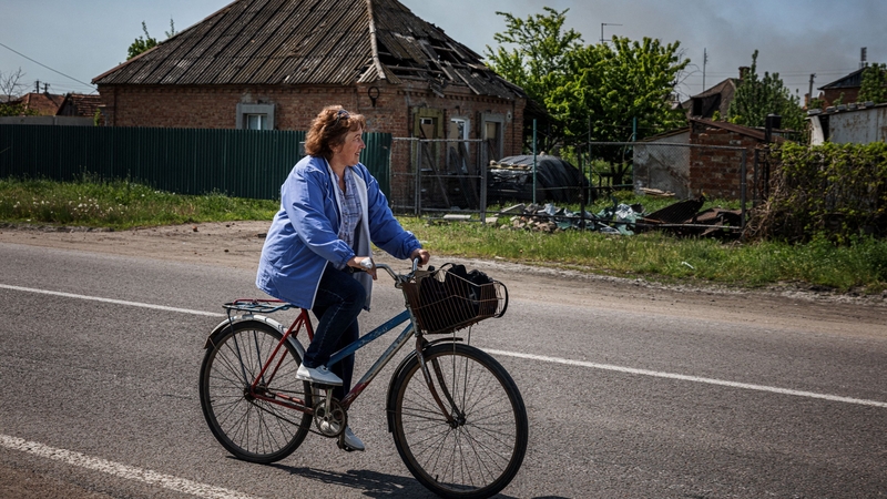 Social worker Zhanna Protsenko travels to work in Orikhiv, near Zaporizhzhia, eastern Ukraine