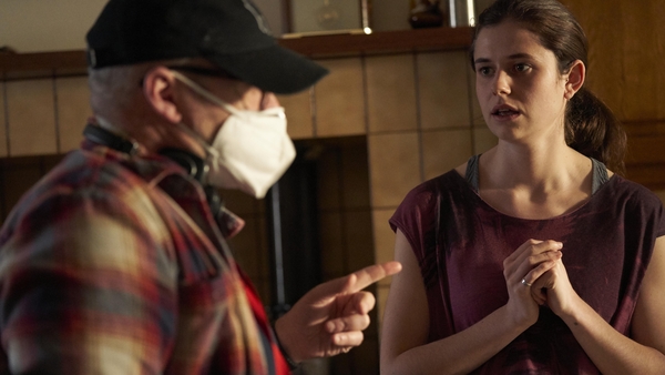 Lenny Abrahamson and Alison Oliver on the set of Conversations with Friends.