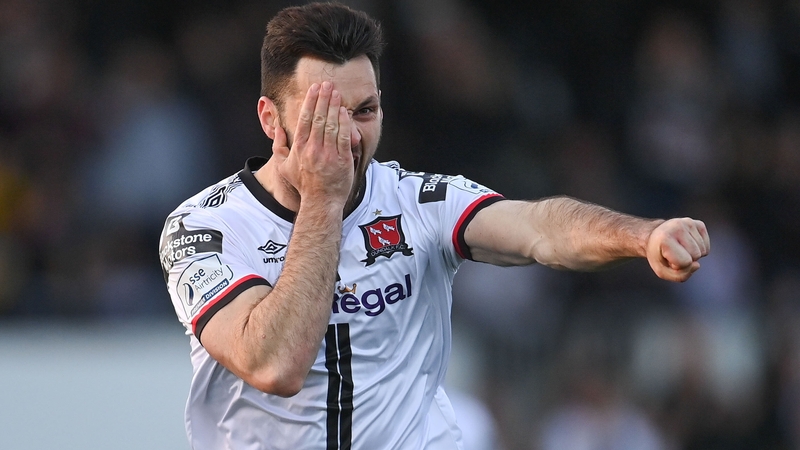 Dundalk striker Patrick Hoban celebrates his equalising goal at Oriel Park