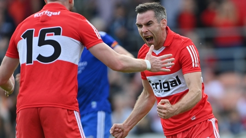 Benny Heron celebrates scoring Derry's second goal
