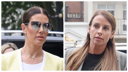 Rebekah Vardy and Coleen Rooney arriving at the High Court in the UK on Monday, 16 May