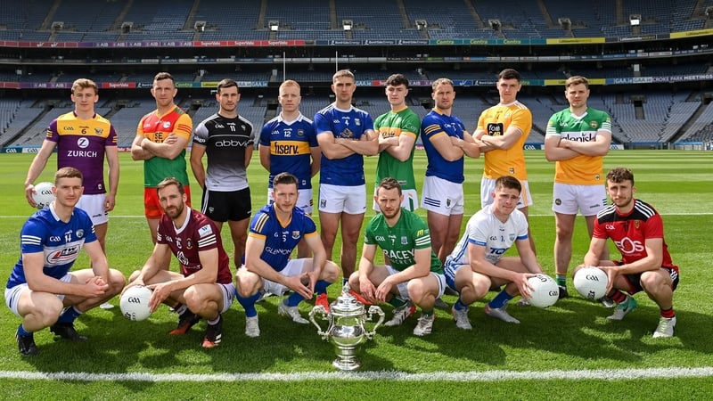 Players from the competing counties at the launch of the Tailteann Cup