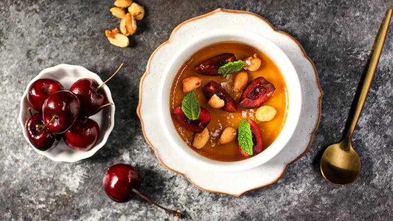 Rich and nutty, with a hit of tart cherry.