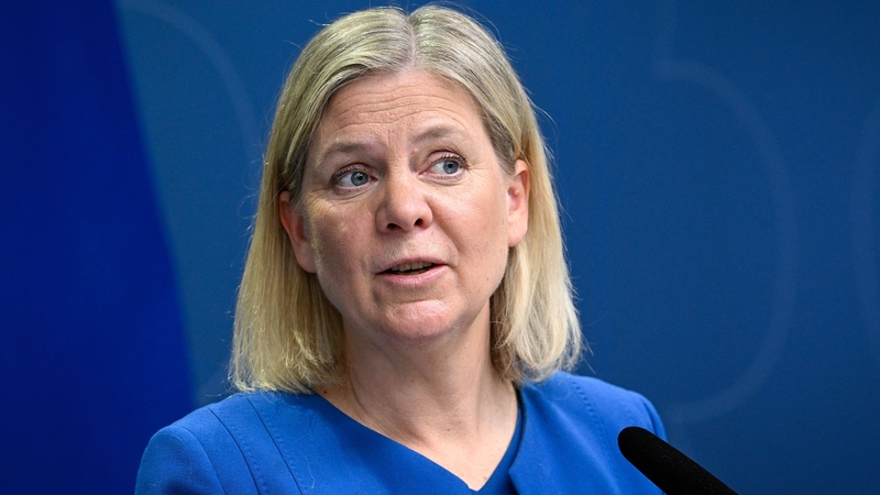 Sweden's Prime Minister Magdalena Andersson gives a news conference in Stockholm, Sweden today