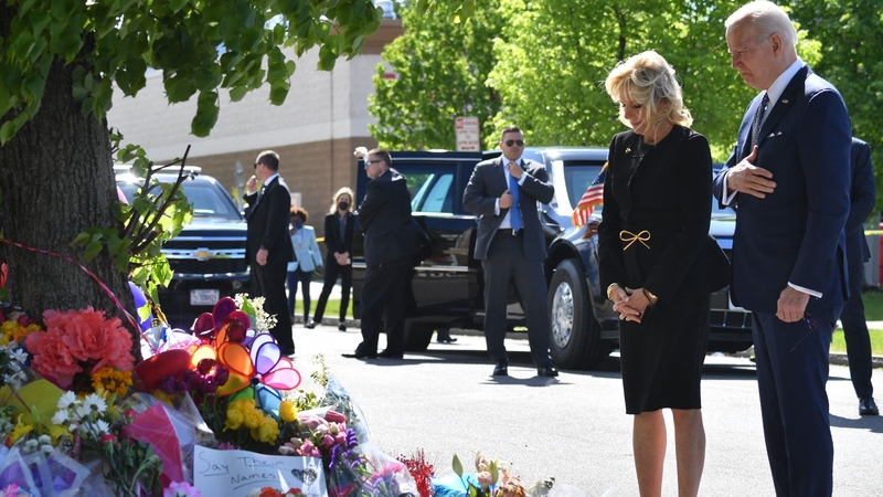 President Joe Biden and the First Lady Jill Biden stopped at a memorial near the scene of the shooting