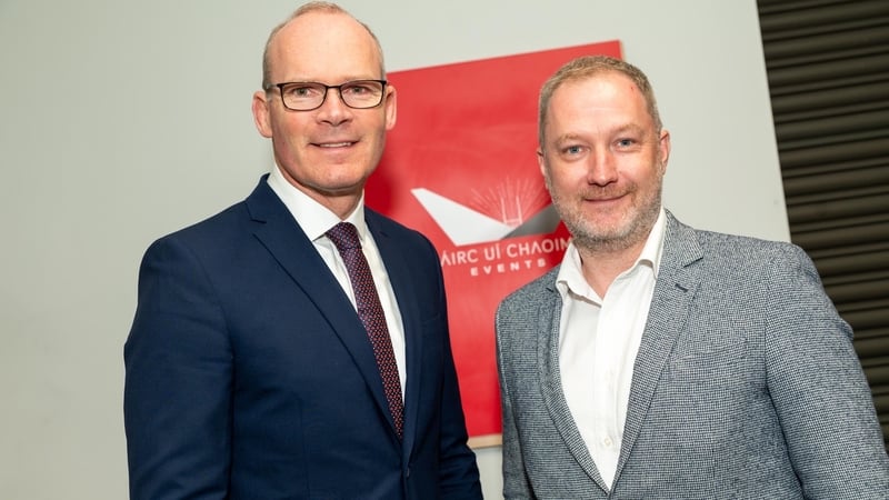 Ukrainian entrepreneur Oleh Derevianko of GuardYoo, with Simon Coveney, Minister of Foreign Affairs and Defence at the European Business Angel Network (EBAN) Annual Congress