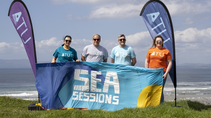 Sarah Kearns, Online Marketing Officer, ATU Sligo; Ray O'Donoghue, Sea Sessions Festival Director; Micheál Dowdican ATU Sligo, Schools Liaison Officer and Orlaith Phelan Marketing & Communications Officer, ATU