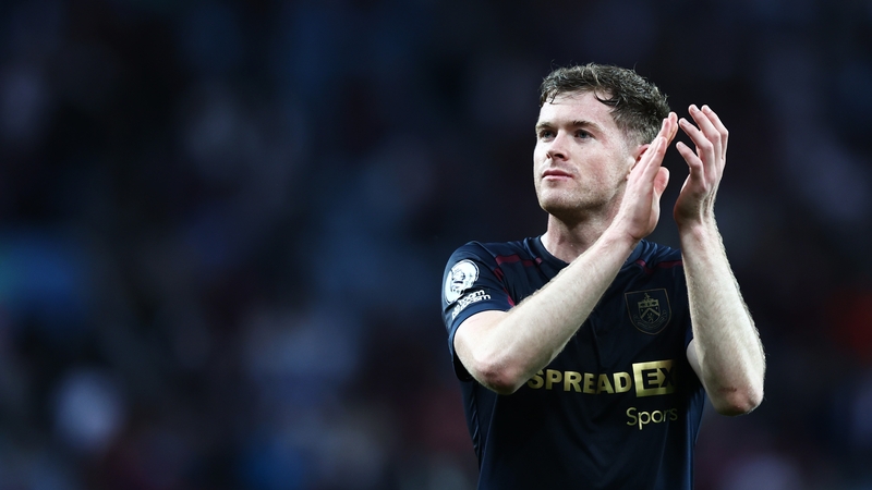 Ireland and Burnley defender Nathan Collins applauds fans after the game