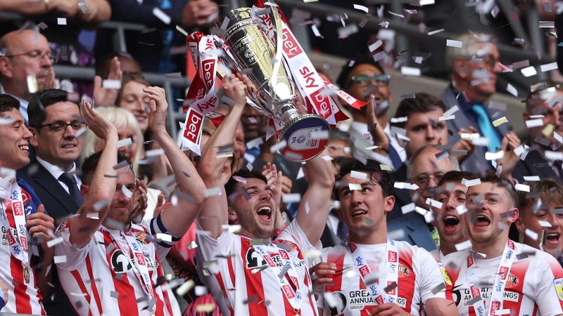 Sunderland celebrate winning promotion