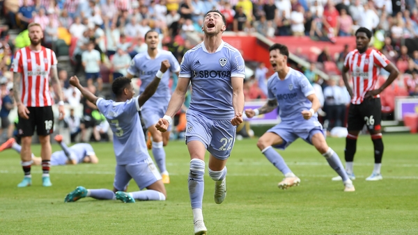 Jack Harrison of Leeds United celebrates the winning goal