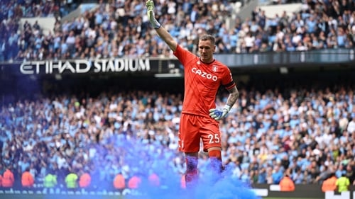 Aston Villa's Swedish goalkeeper Robin Olsen