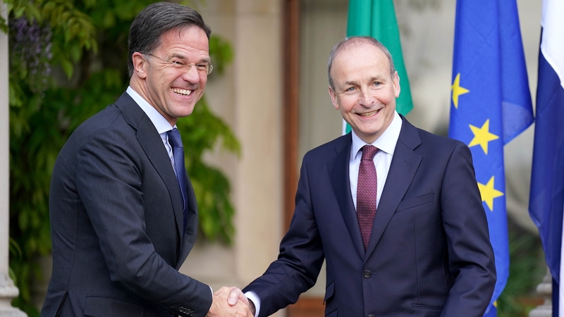 Taoiseach Micheál Martin welcomed his Dutch counterpart Mark Rutte to Dublin today