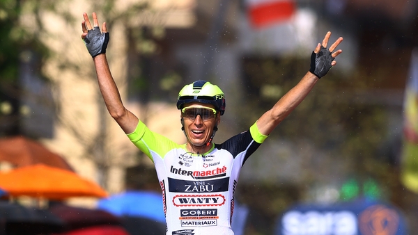 Jan Hirt celebrates his stage win