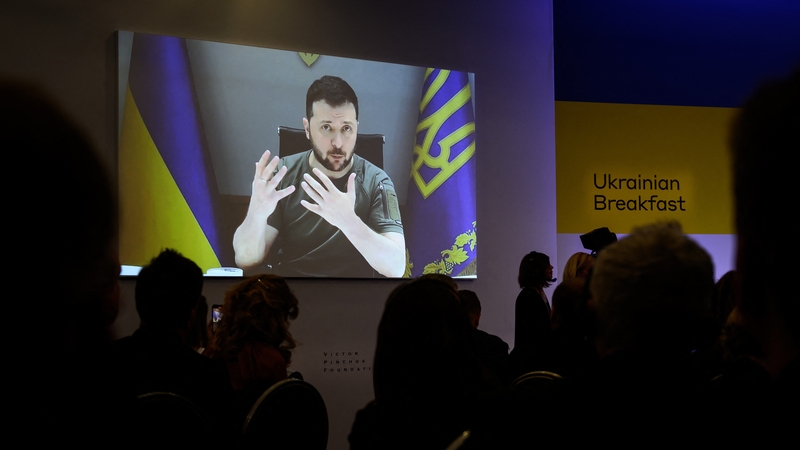 Ukrainian President Volodymyr Zelensky gave a second address at Davos today