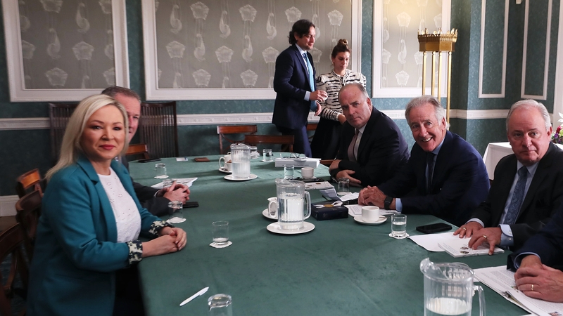 Congressman Richard Neal (2nd R) and members of the Congressional delegation with Michelle O'Neill