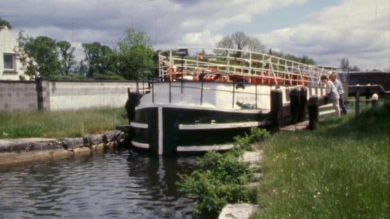 The MV Maid of Allen barge on the Grand Canal at Sallins in County Kildare, 1987.